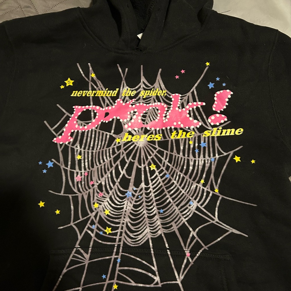 1 to 1 sp5der hoodie 100% cotton mens small pre cropped